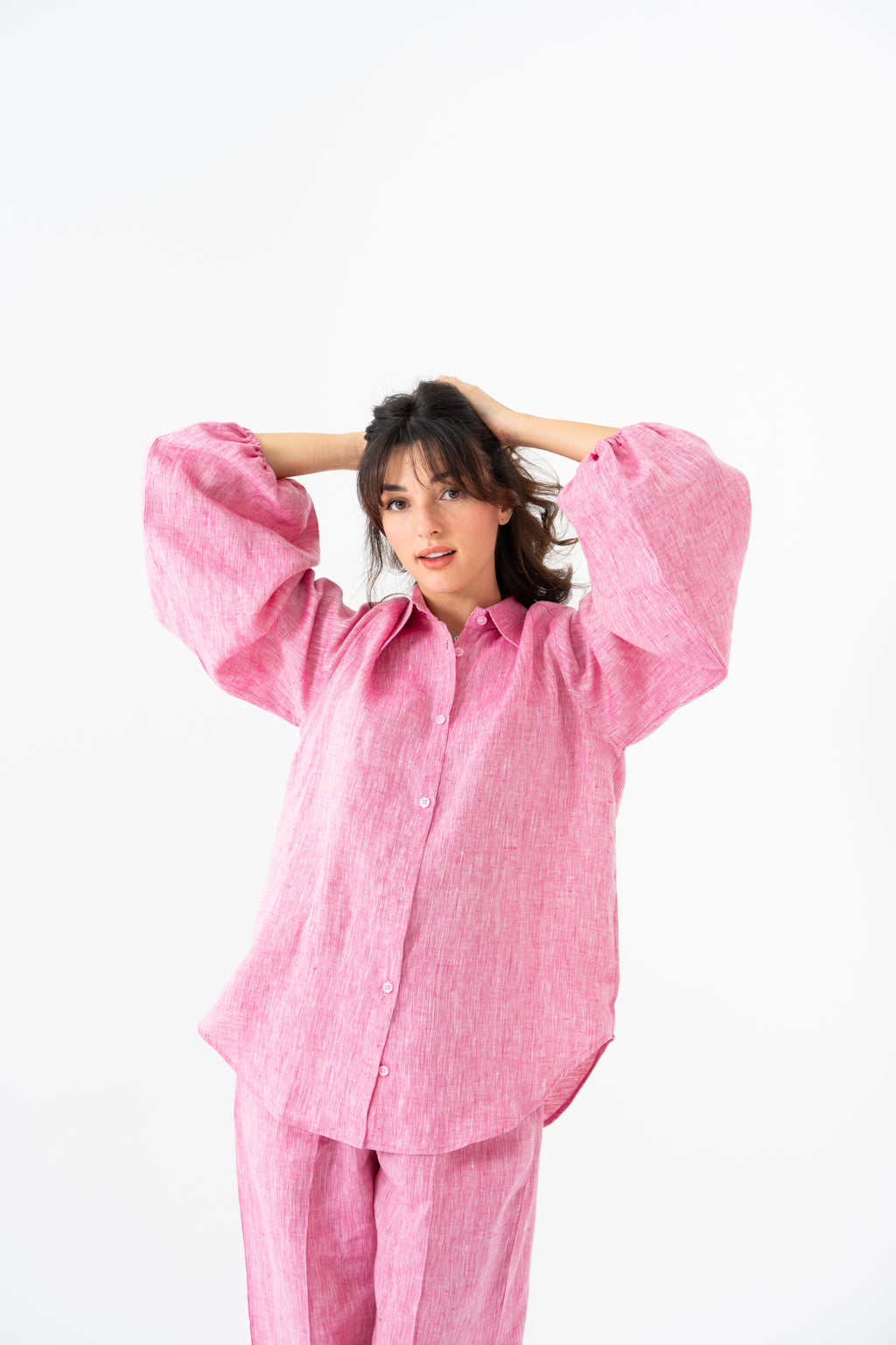 Hemp Shirt & Trouser Set - Fuschia Pink