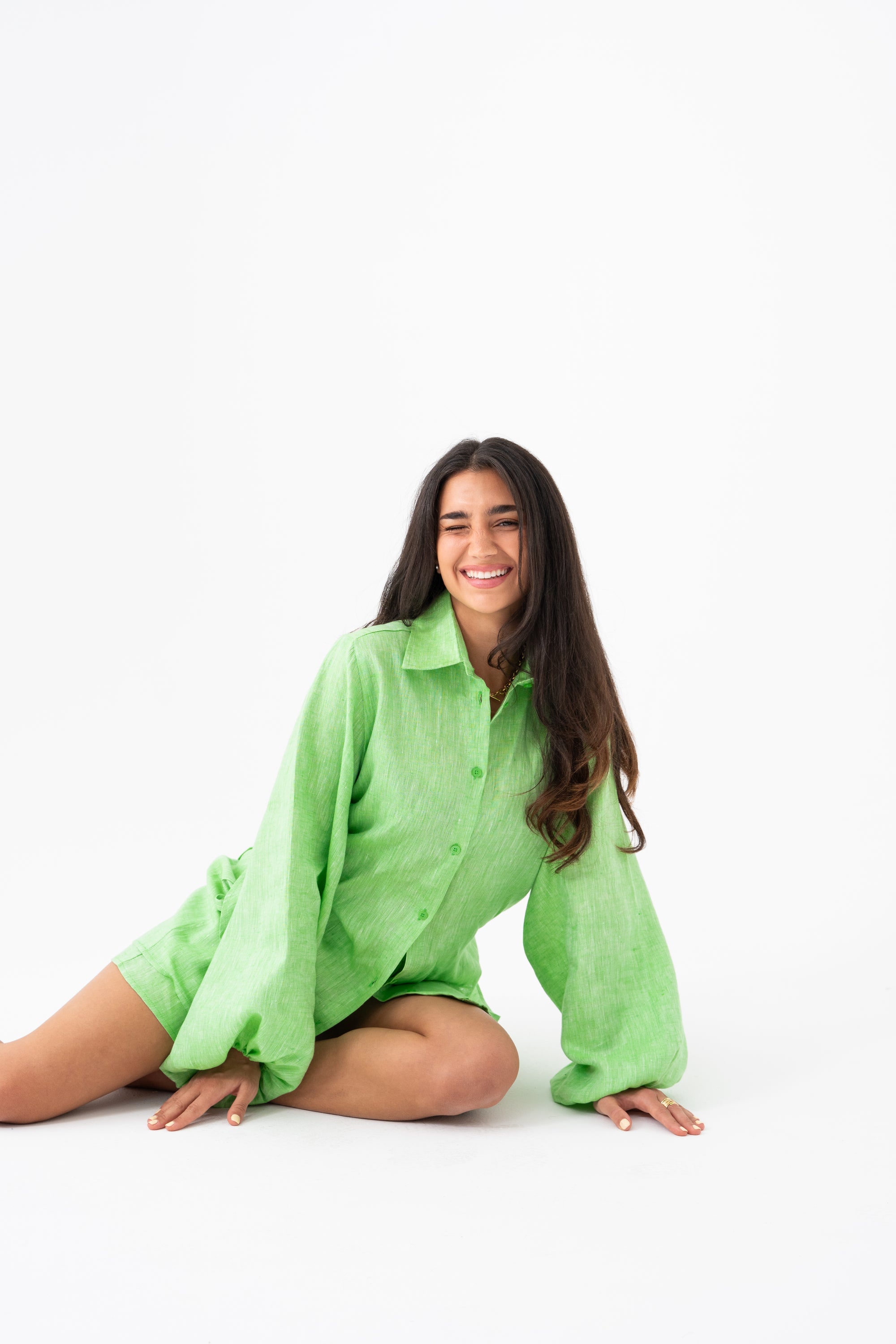 Hemp Shirt & Shorts Set - Apple Green