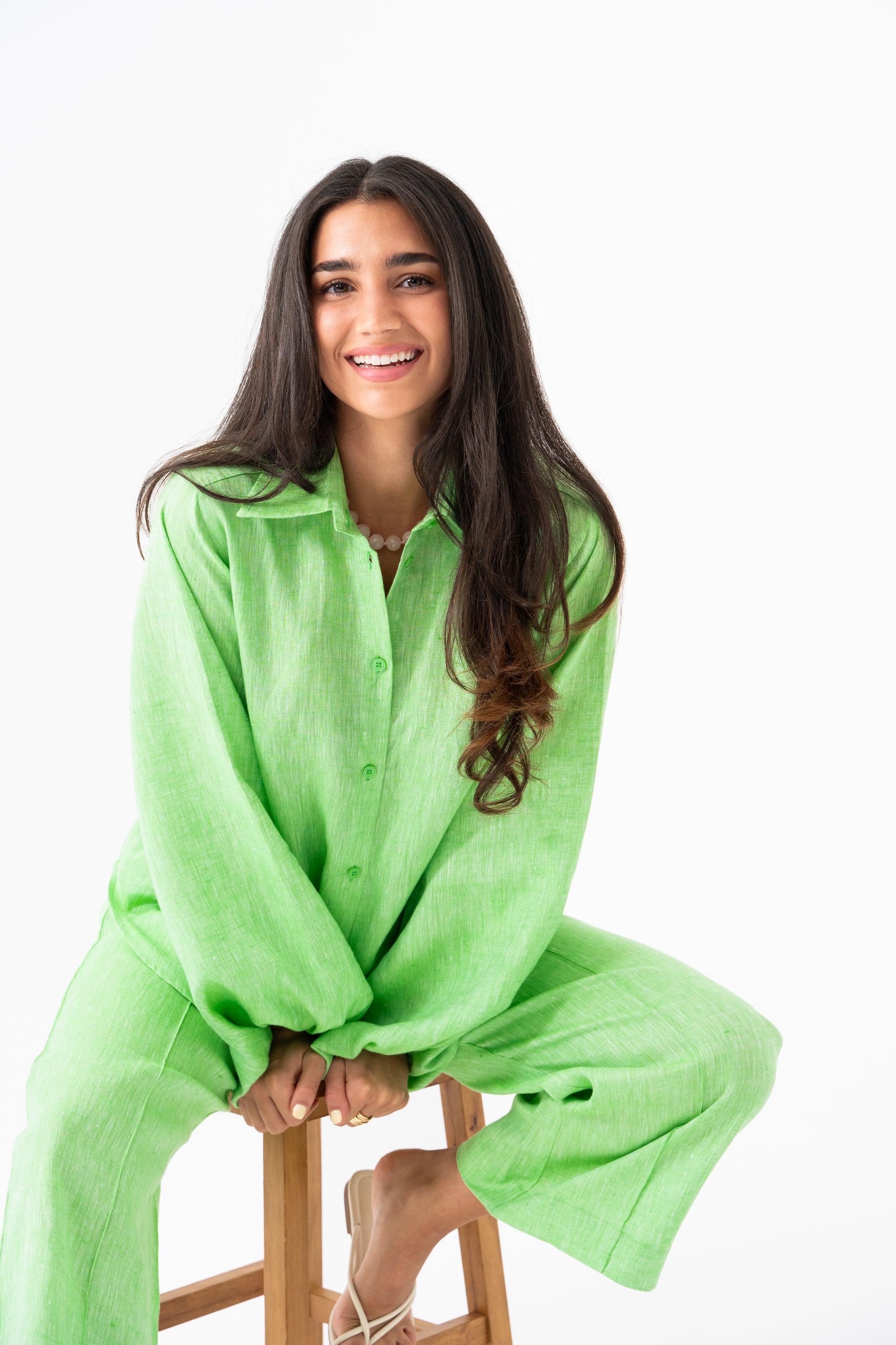 Hemp Shirt & Trouser Set - Apple Green