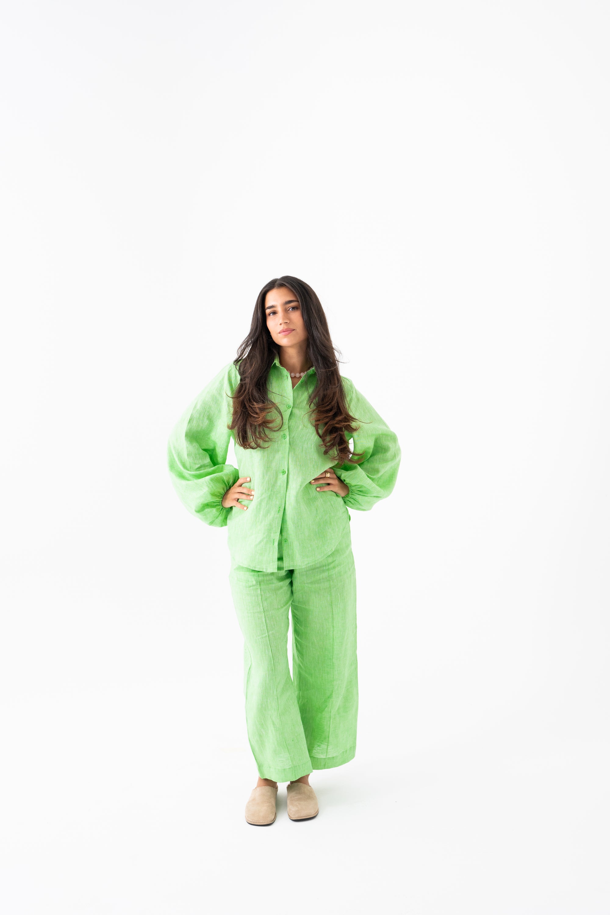 Hemp Shirt & Trouser Set - Apple Green
