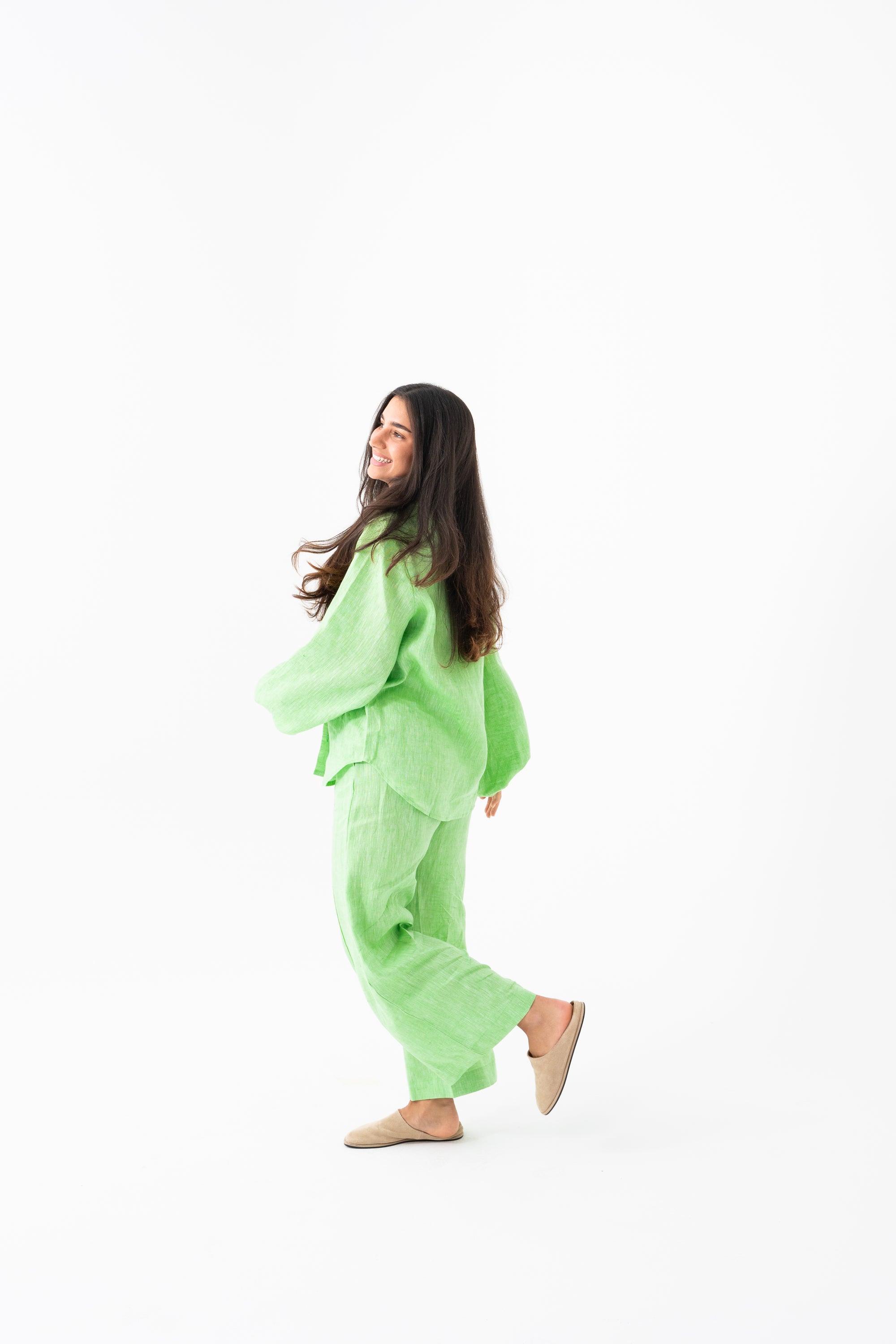 Hemp Shirt & Trouser Set - Apple Green
