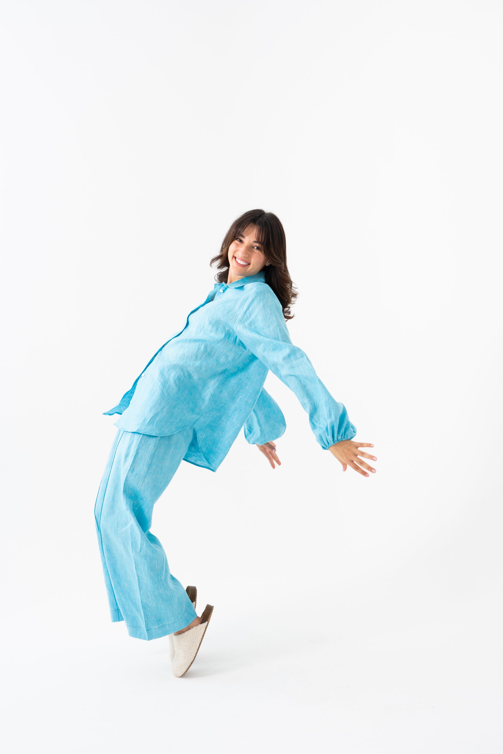Hemp Shirt & Trouser Set - Sky Blue