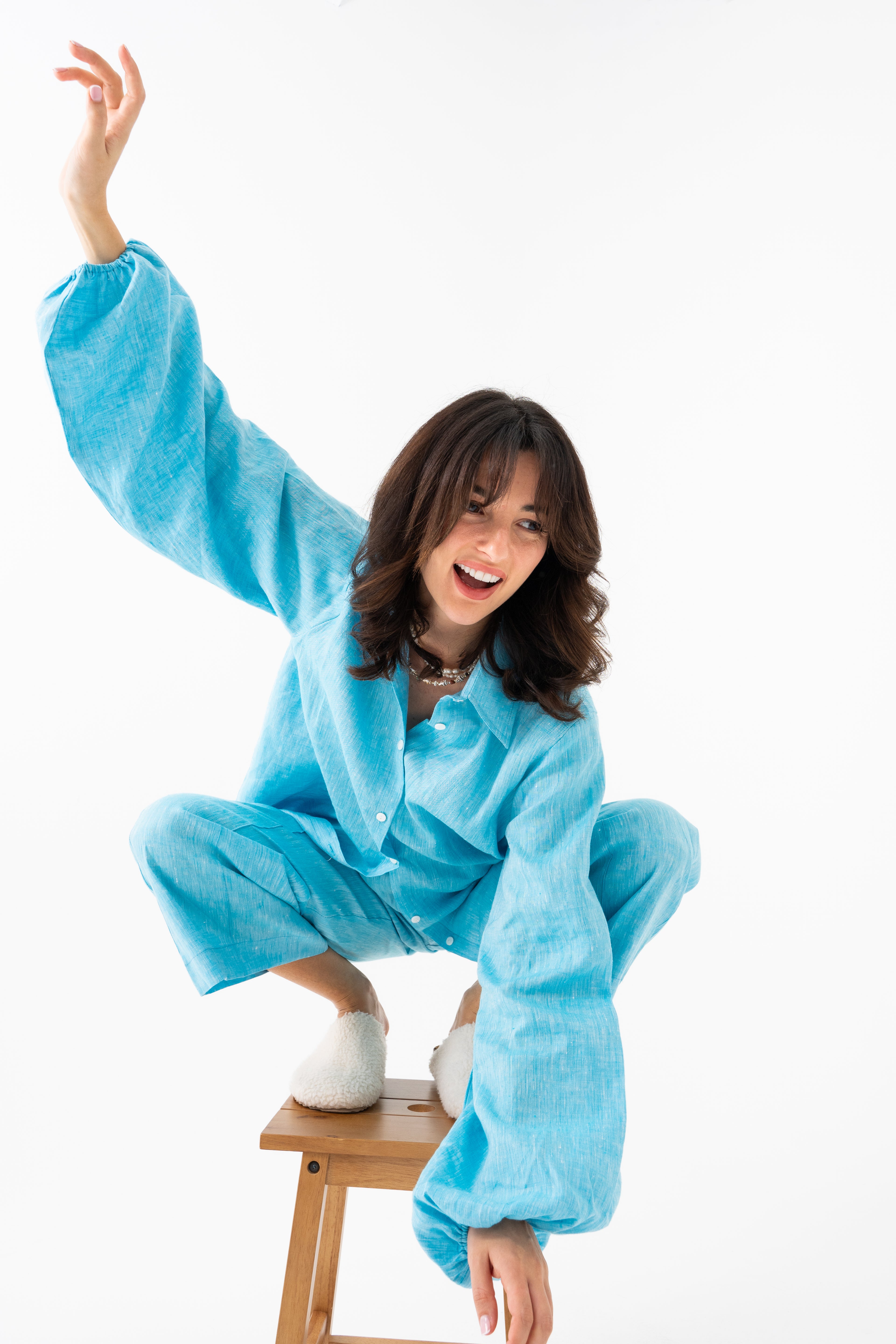 Hemp Shirt & Trouser Set - Sky Blue