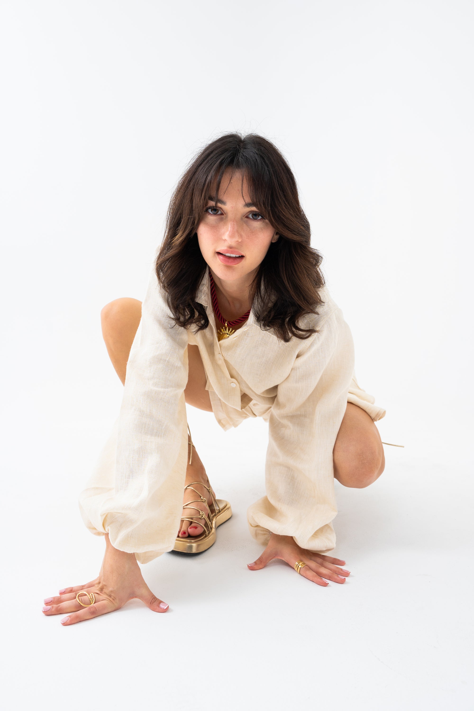 Hemp Shirt & Shorts Set - Light Beige