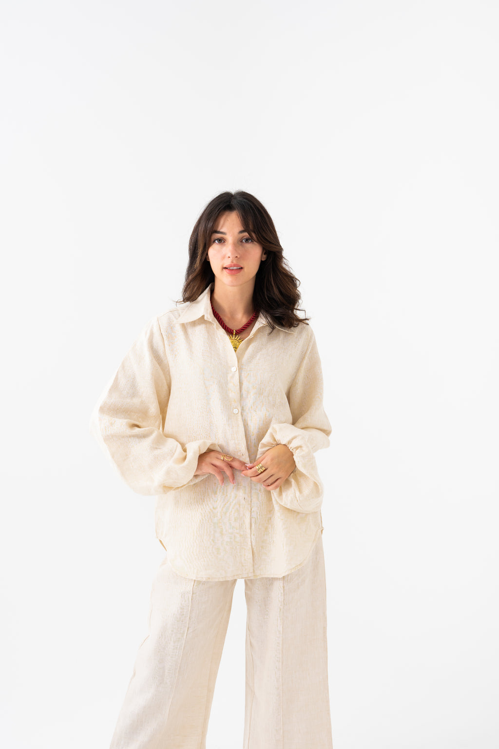 Hemp Shirt & Trouser Set - Light Beige