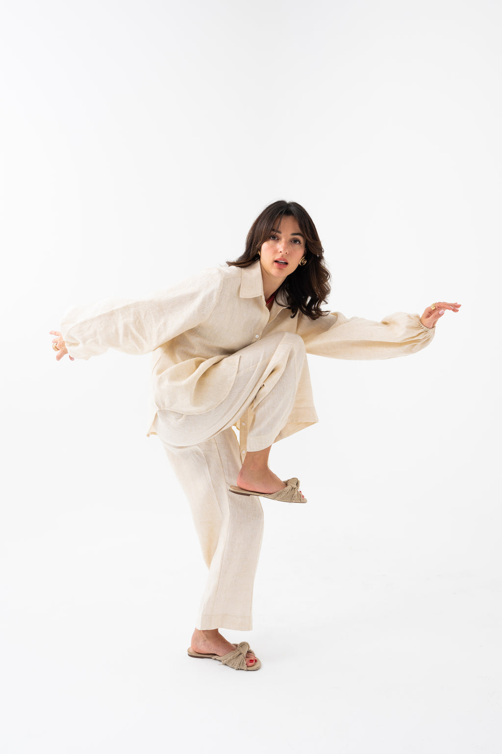 Hemp Shirt & Trouser Set - Light Beige
