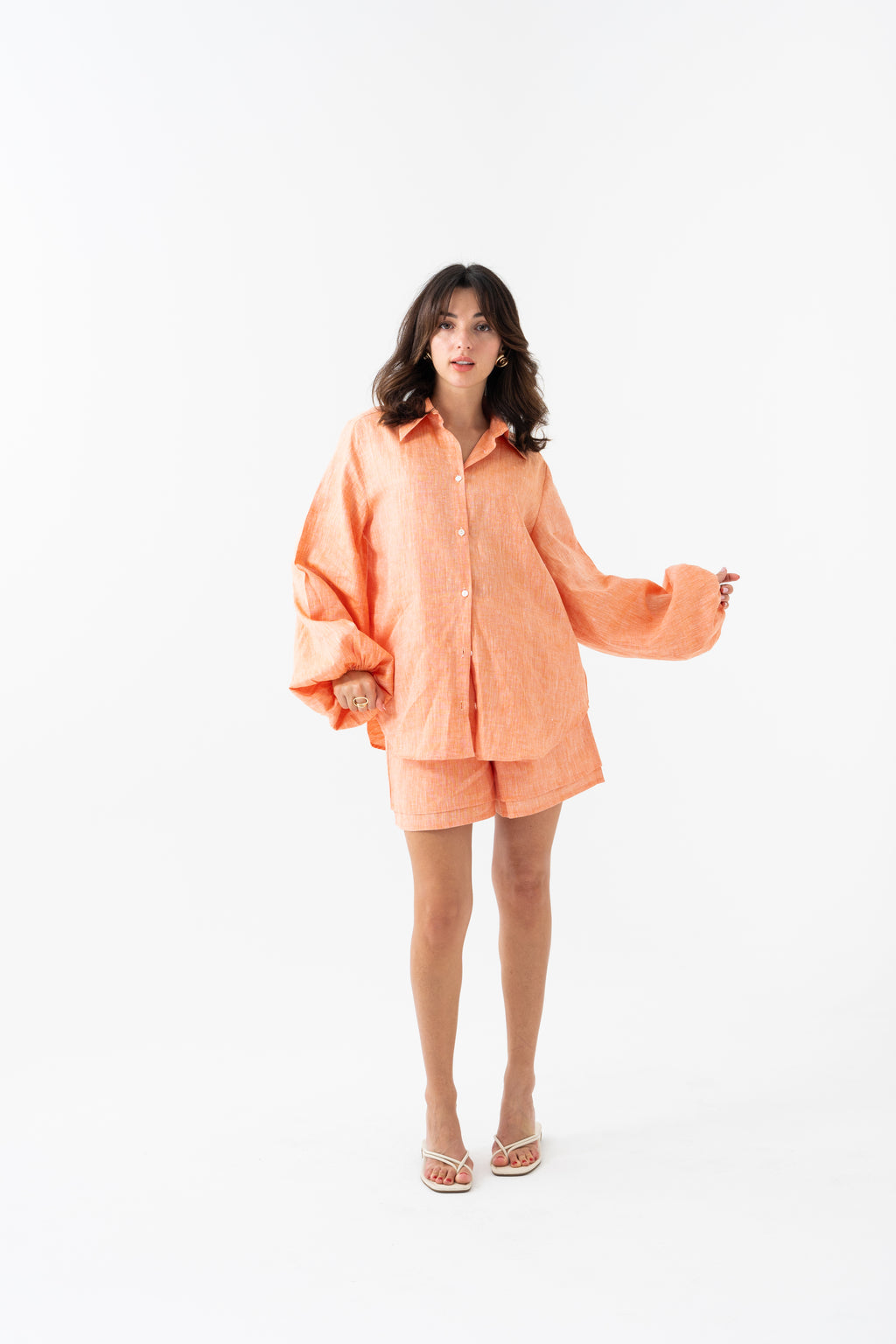 Hemp Shirt & Shorts Set - Tangerine Orange