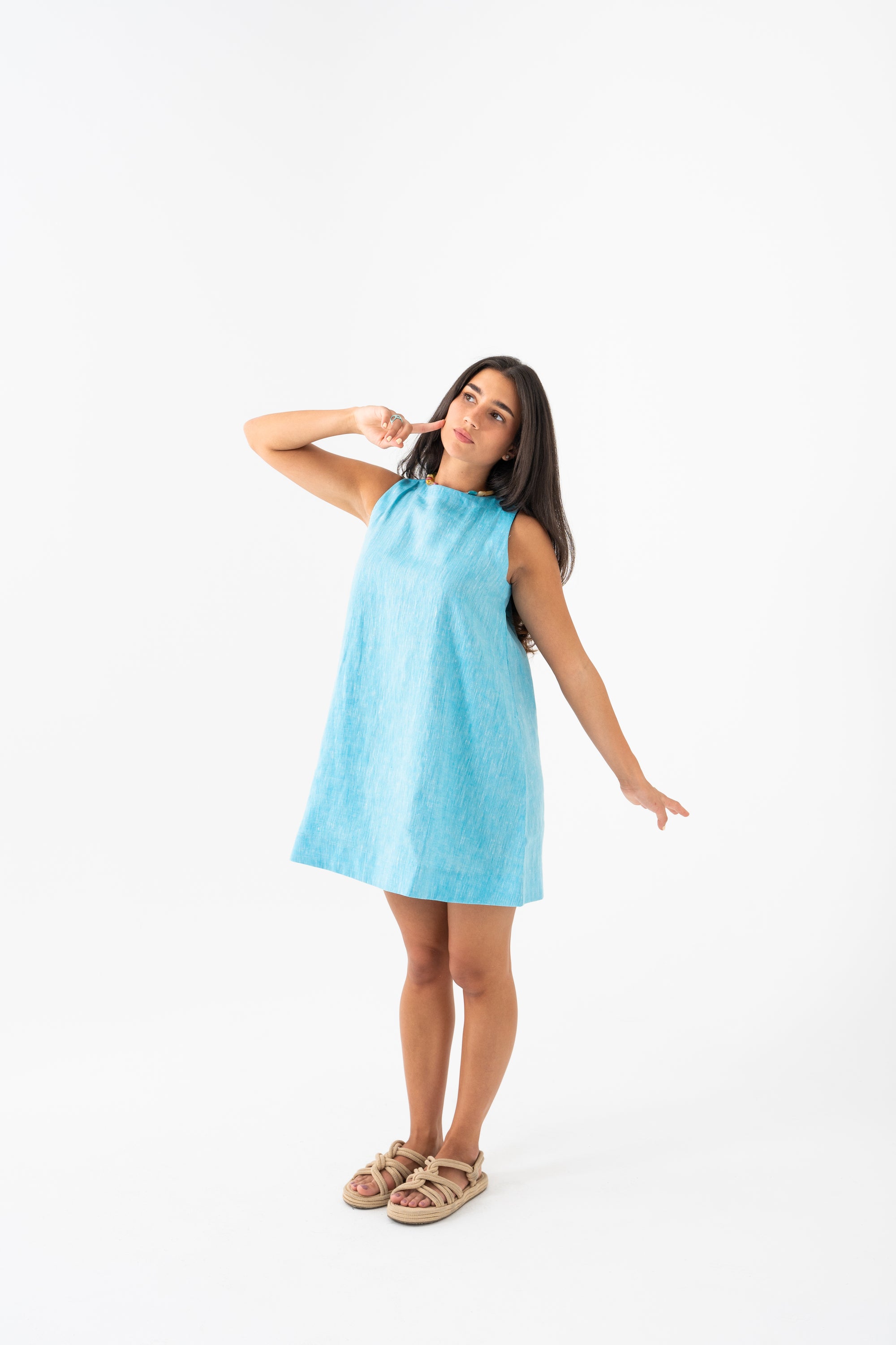 Hemp Dress - Sky Blue