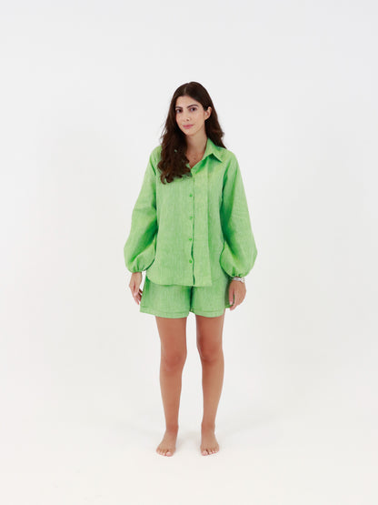 Hemp Shirt & Short Set - Apple Green