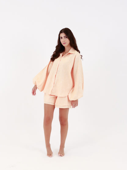 Hemp Shirt & Short Set - Melon Orange