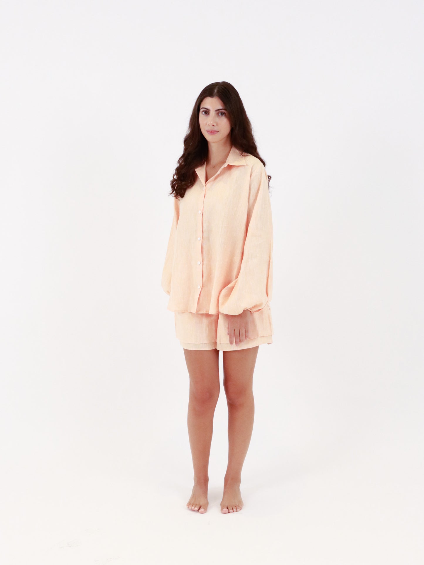 Hemp Shirt & Short Set - Melon Orange