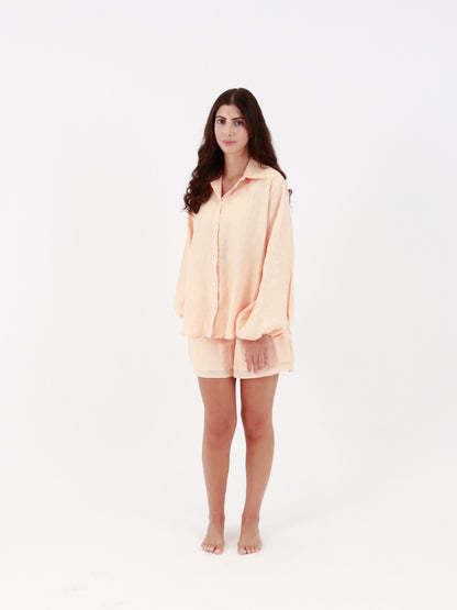 Hemp Shirt & Short Set - Melon Orange